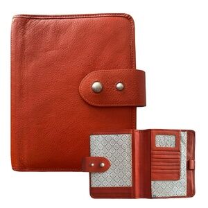 FRANKLIN COVEY Leather Planner Cover Portfolio Notebook 7”x 9” Snap Red